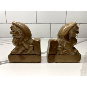Chinese Stone Carved Foo-Dogs Bookends – Approx. 3–4” Tall
